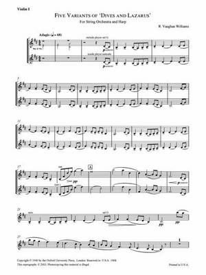 Five Variants on "Dives and Lazarus": Violin 1 (Sheet music)